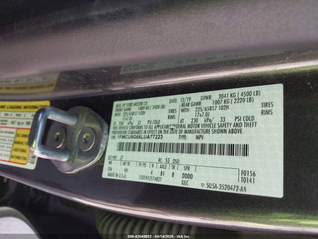 2020 FORD ESCAPE 1FMCU9G66LUA77223 Photo 8