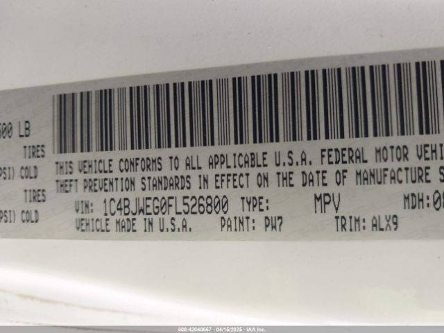 2015 JEEP WRANGLER UNLIMITED 1C4BJWEG0FL526800 Photo 8