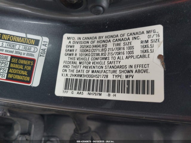 2HKRM3H30GH521728 Honda CR-V LX