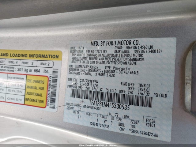 1FATP8EM4F5330535 Ford Mustang V6