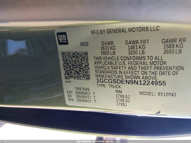 1GCGSDEN9N1224955 Chevrolet Colorado 2wd  Short Box Z71