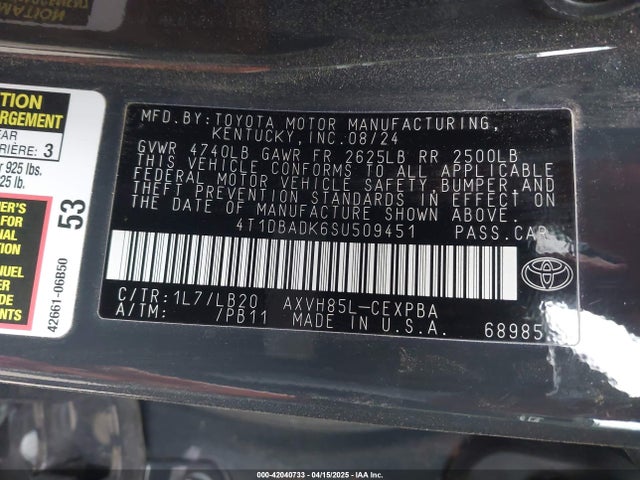 4T1DBADK6SU509451 Toyota CAMRY XSE
