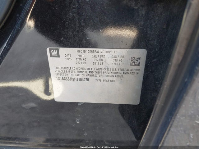 1G1BC5SM9H7164470 Chevrolet Cruze Ls Auto