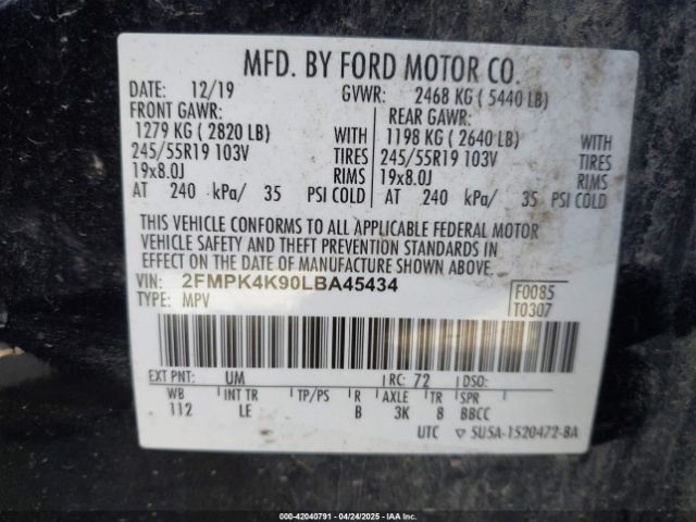 2020 FORD EDGE 2FMPK4K90LBA45434 Photo 8