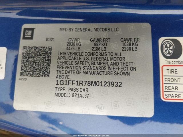 2021 CHEVROLET CAMARO 1G1FF1R78M0123932 Photo 8