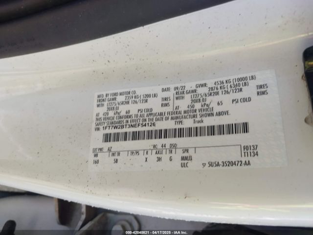 1FT7W2BT3NEF54126 Ford F-250 Lariat