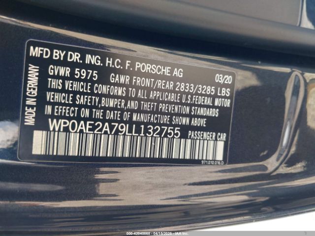 2020 PORSCHE PANAMERA E-HYBRID WP0AE2A79LL132755 Photo 8