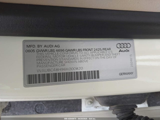 2006 AUDI A4 WAUBC48H96K000820 Photo 8