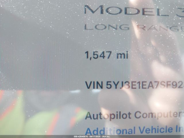 5YJ3E1EA7SF923943 Tesla Model 3 Long Range Rear-wheel Drive