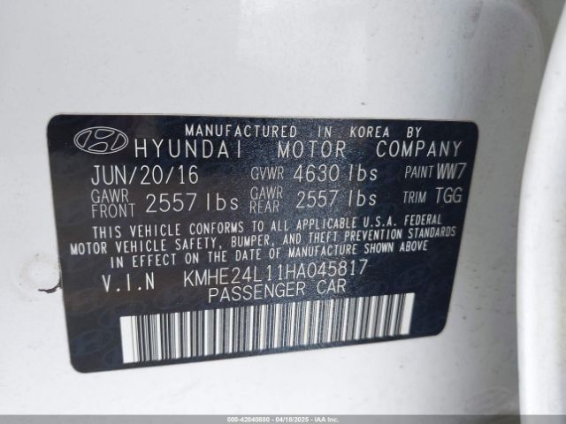 KMHE24L11HA045817 Hyundai Sonata Hybrid Se