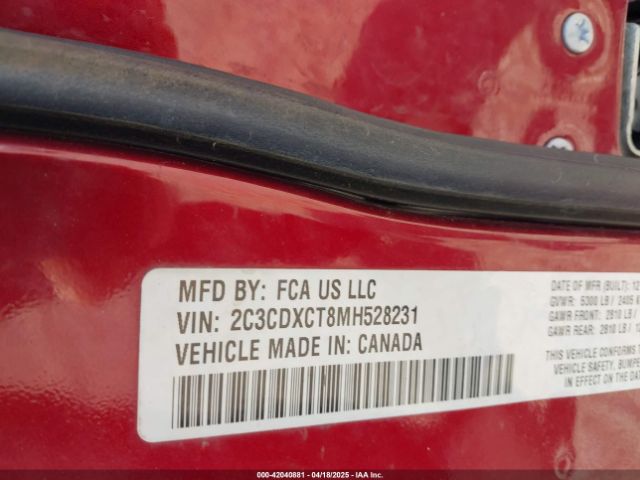 2C3CDXCT8MH528231 Dodge Charger R/t Rwd