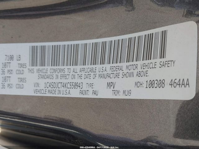 1C4SDJCT4KC550943 Dodge Durango R/t Awd