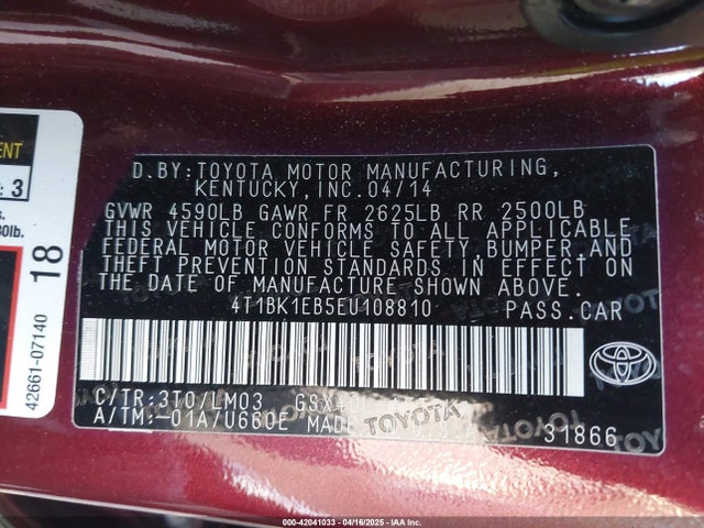 4T1BK1EB5EU108810 Toyota 2gr-fe