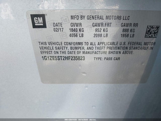 1G1ZE5ST2HF235823 Chevrolet lfv - di: direct injection, vvt: variable valve timing, gen 1