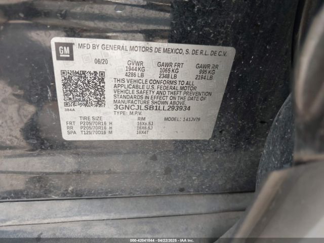 3GNCJLSB1LL293934 Chevrolet Trax Fwd Lt