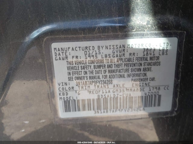 3N1AB7AP9FY234268 Nissan SENTRA SV