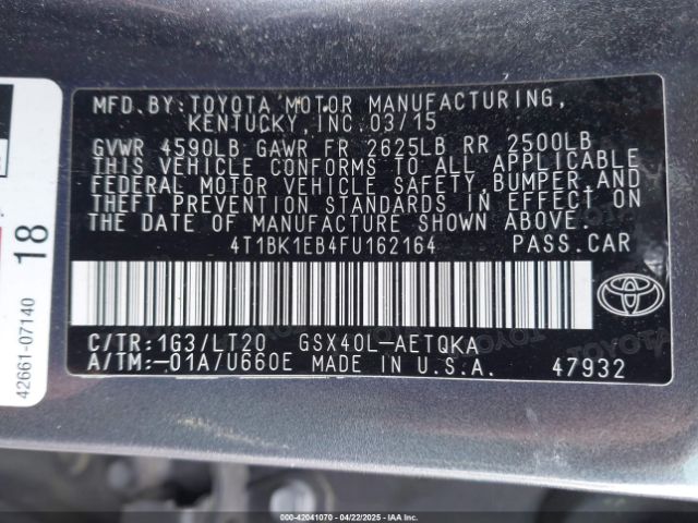 4T1BK1EB4FU162164 Toyota Avalon Xle Touring