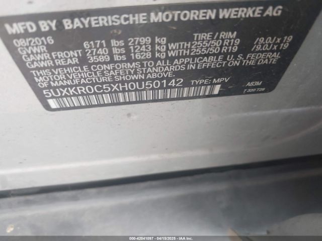 5UXKR0C5XH0U50142 BMW X5 Xdrive35i