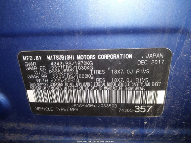 JA4AR3AW5JZ033503 Mitsubishi Outlander Sport 2.4 Se