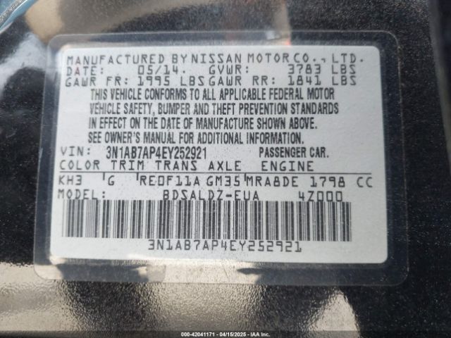 3N1AB7AP4EY252921 Nissan SENTRA SV