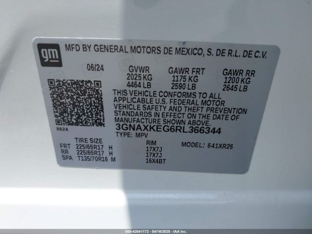3GNAXKEG6RL366344 Chevrolet Equinox Fwd Lt
