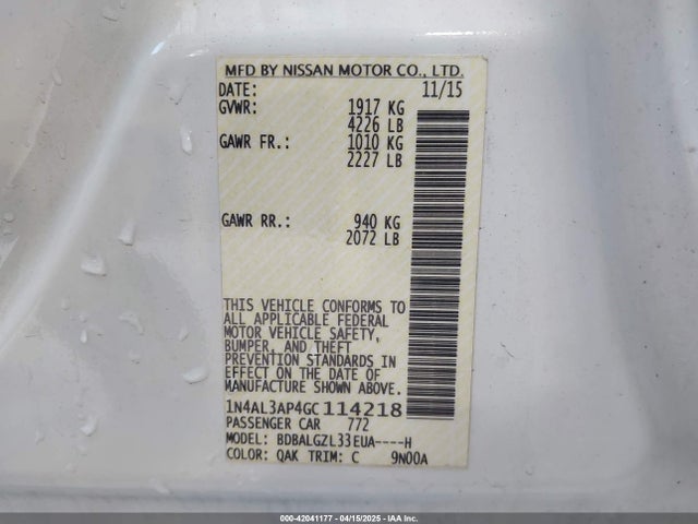 1N4AL3AP4GC114218 Nissan 2016