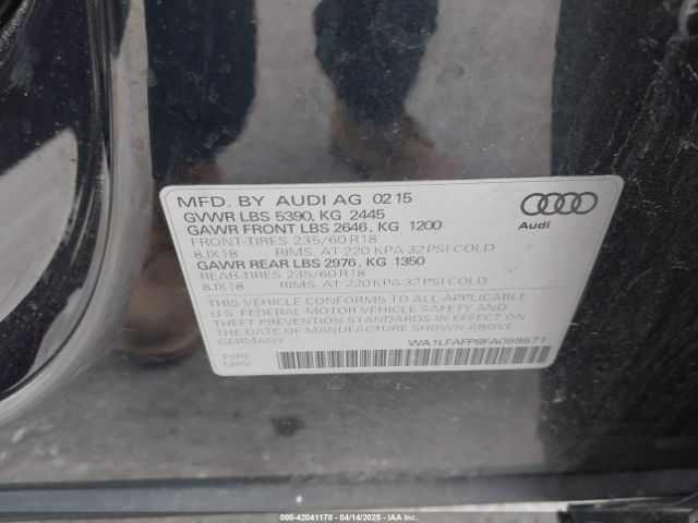 WA1LFAFP8FA099671 Audi Q5 2.0t Premium