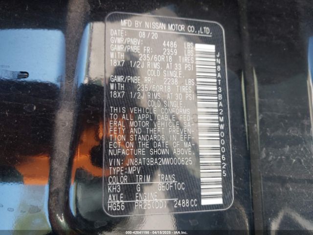 2021 NISSAN ROGUE JN8AT3BA2MW000625 Photo 8