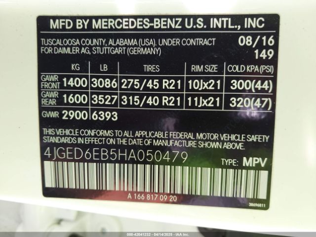 4JGED6EB5HA050479 Mercedes-Benz Amg Gle 43 Coupe 4matic