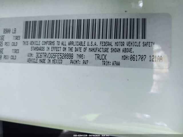 3C6TRVDG5FE520998 RAM Promaster 2500 High Roof