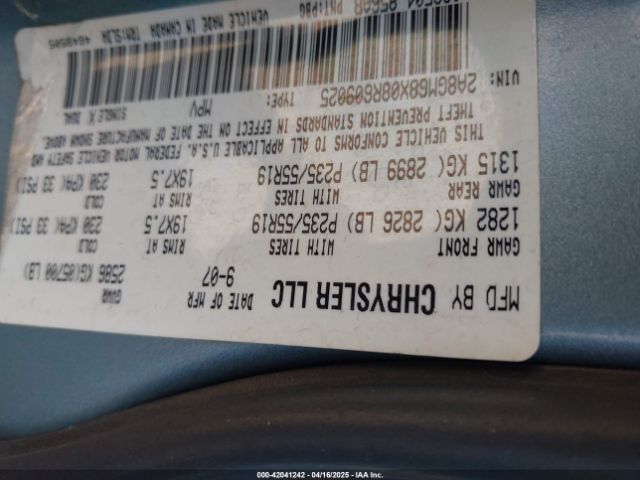 2008 CHRYSLER PACIFICA 2A8GM68X08R609025 Photo 8