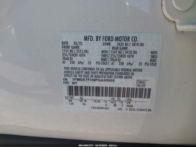 1FMSK7FH9PGA99908 Ford Explorer Limited