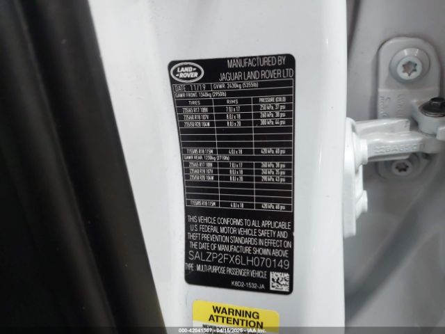 SALZP2FX6LH070149 Land Rover Range Rover Evoque Se