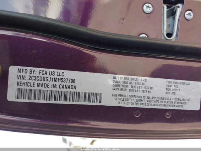 2021 DODGE CHARGER 2C3CDXGJ1MH537796 Photo 8