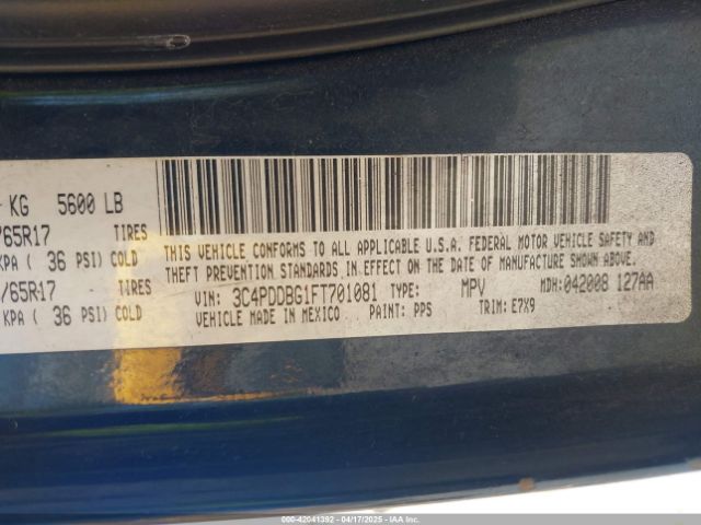3C4PDDBG1FT701081 Dodge Journey Sxt