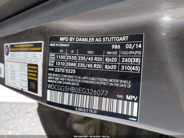 WDCGG5HB0EG326077 Mercedes-Benz GLK 350