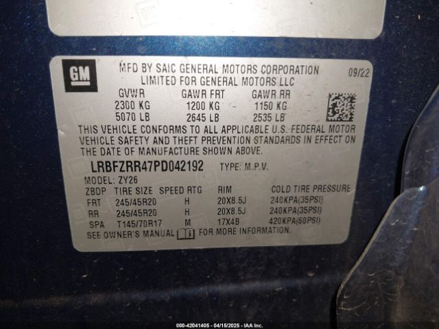 LRBFZRR47PD042192 Buick Envision Avenir Fwd