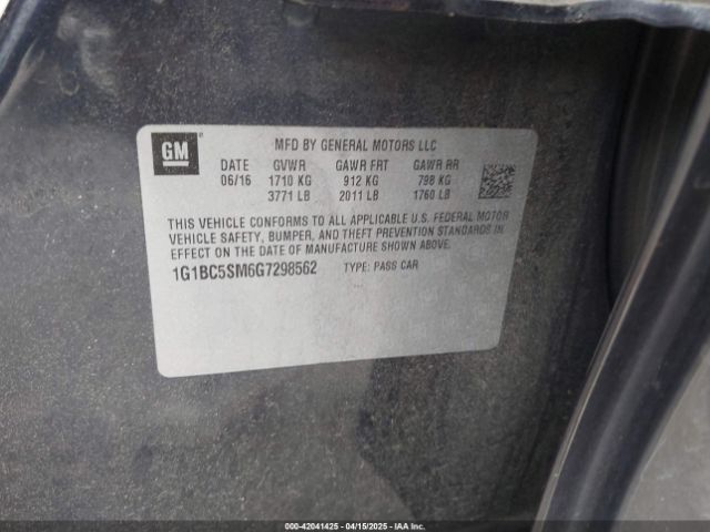 1G1BC5SM6G7298562 Chevrolet Cruze Ls Auto