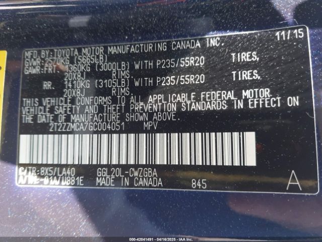 2T2ZZMCA7GC004051 Lexus RX 350