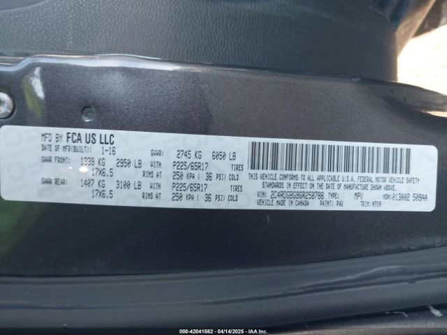 2C4RDGBG9GR258788 Dodge Grand Caravan Se Plus