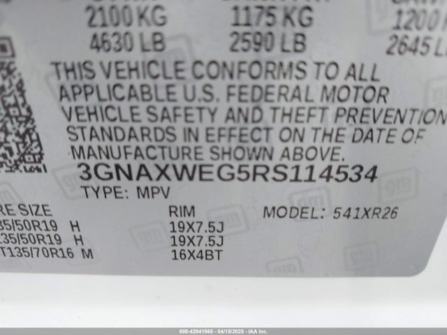 3GNAXWEG5RS114534 Chevrolet EQUINOX RS