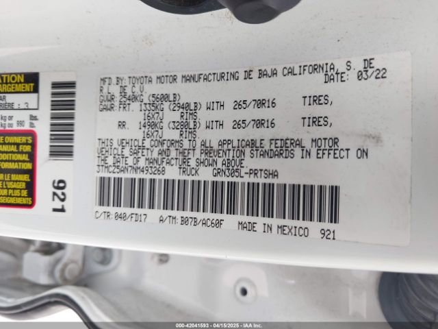 3TMCZ5AN7NM493268 Toyota Tacoma Trd Off Road