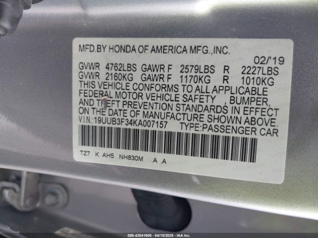 2019 ACURA TLX 19UUB3F34KA007157 Photo 8