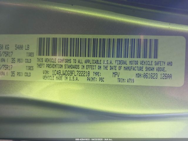 1C4BJWDG9FL722218 Jeep Wrangler Unlimited Sport