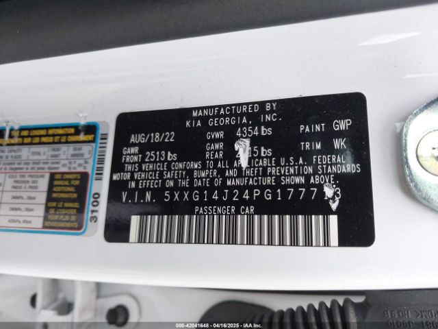 5XXG14J24PG177713 KIA K5 LXS