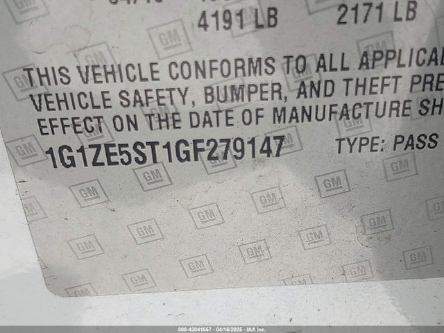 1G1ZE5ST1GF279147 Chevrolet MALIBU 1LT