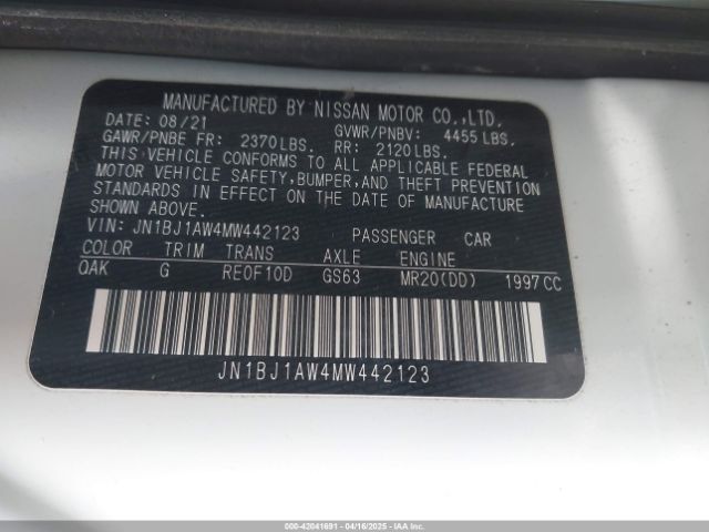 JN1BJ1AW4MW442123 Nissan Rogue Sport S Awd Xtronic Cvt