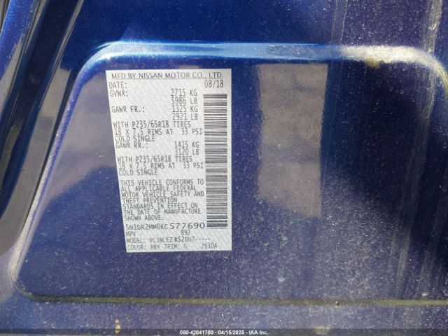 2019 NISSAN PATHFINDER 5N1DR2MM0KC577690 Photo 8