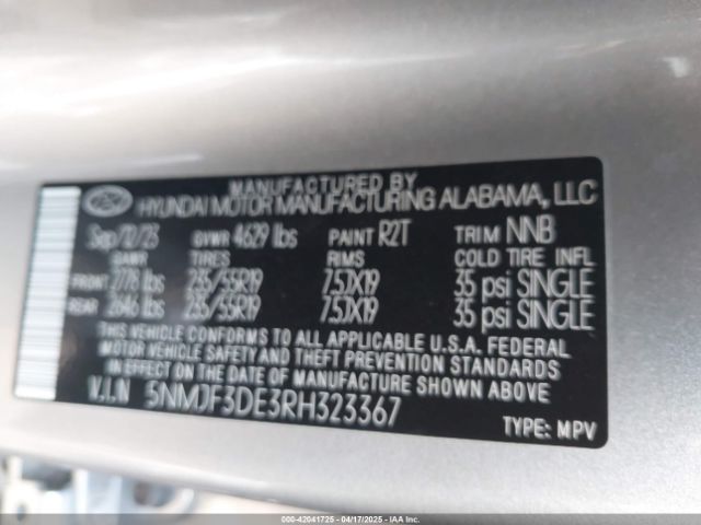 5NMJF3DE3RH323367 Hyundai TUCSON SEL