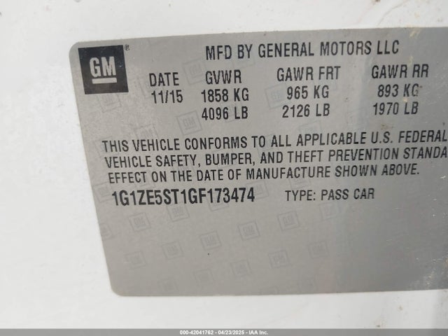 1G1ZE5ST1GF173474 Chevrolet MALIBU 1LT